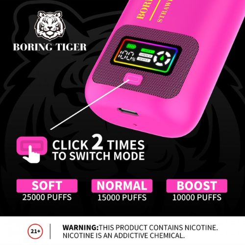 High-performance Boring Tiger 25000 Disposable Vape with rechargeable convenience and 5% nicotine strength
