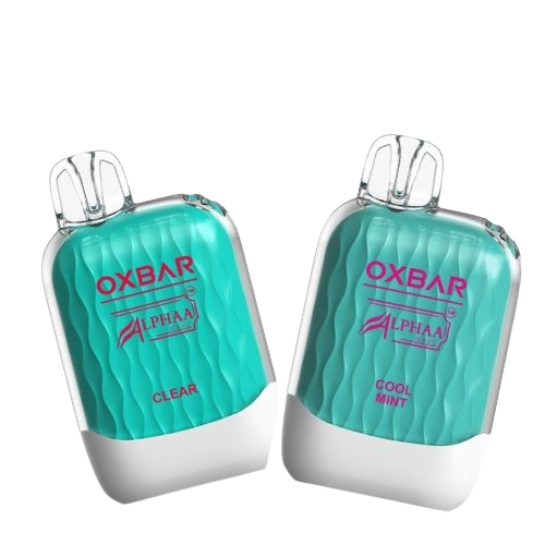 OXBAR X ALPHAA WAVE G8000: 5-pack disposable vape with 16mL e-liquid, 5% nicotine, 650mAh battery, and USB-C charging. Cool Mint flavor.