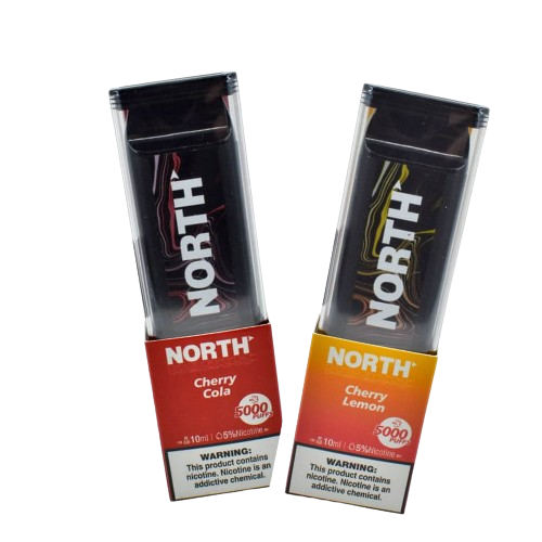 Explore NORTH 5000 Puffs 10-Pack by Texas Central Distribution: 50MG nicotine, 10ml e-liquid, 5000 puffs/device, in Blue Raspberry & more flavors.