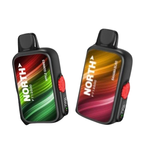 Pack of 5 NORTH FT12000 Vape with crown airflow, dual mesh coil, 17 flavors, and overcharge protection. Ideal for a premium vaping experience.
