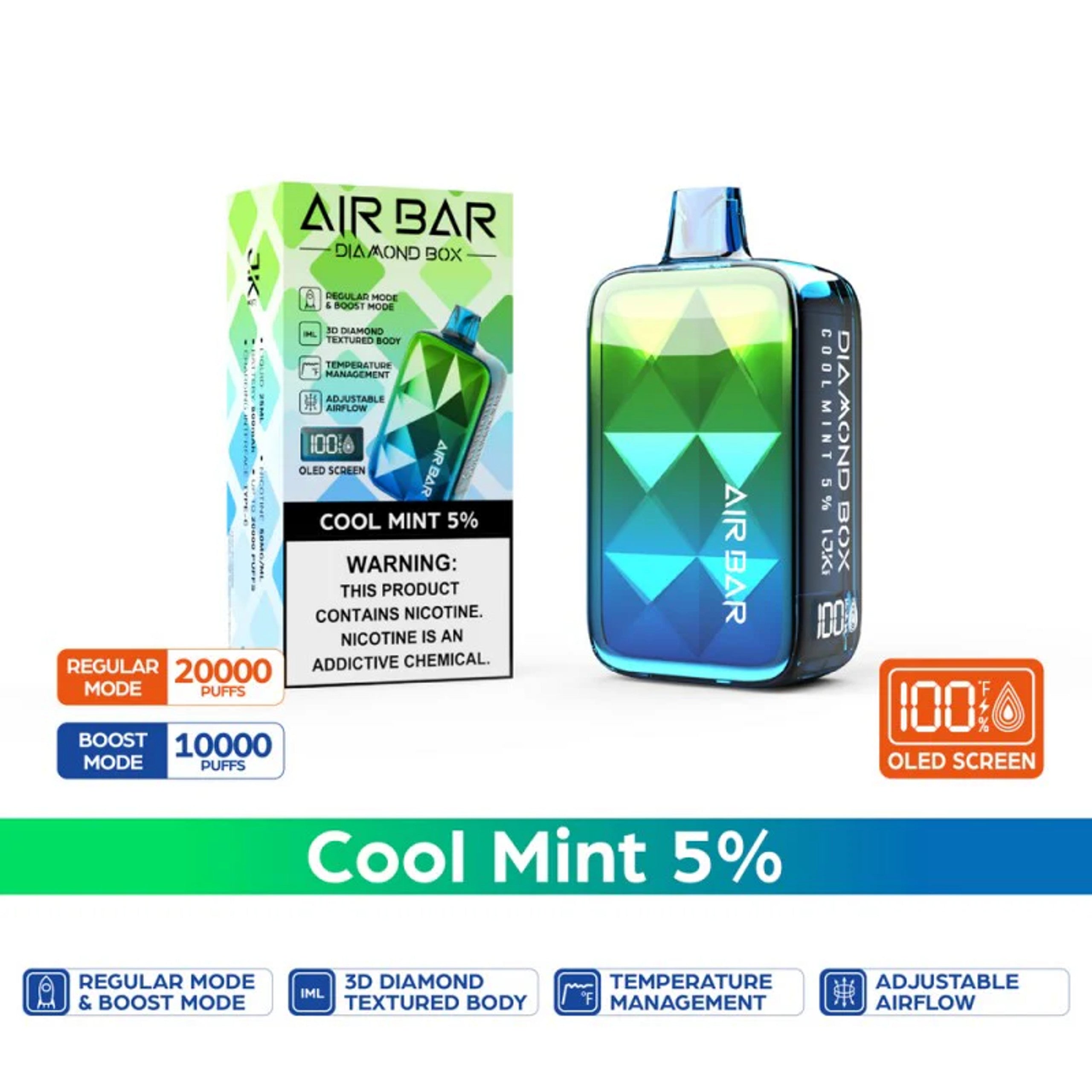 Cool Mint Air Bar Diamond Box 20000 Puffs Disposable Vape