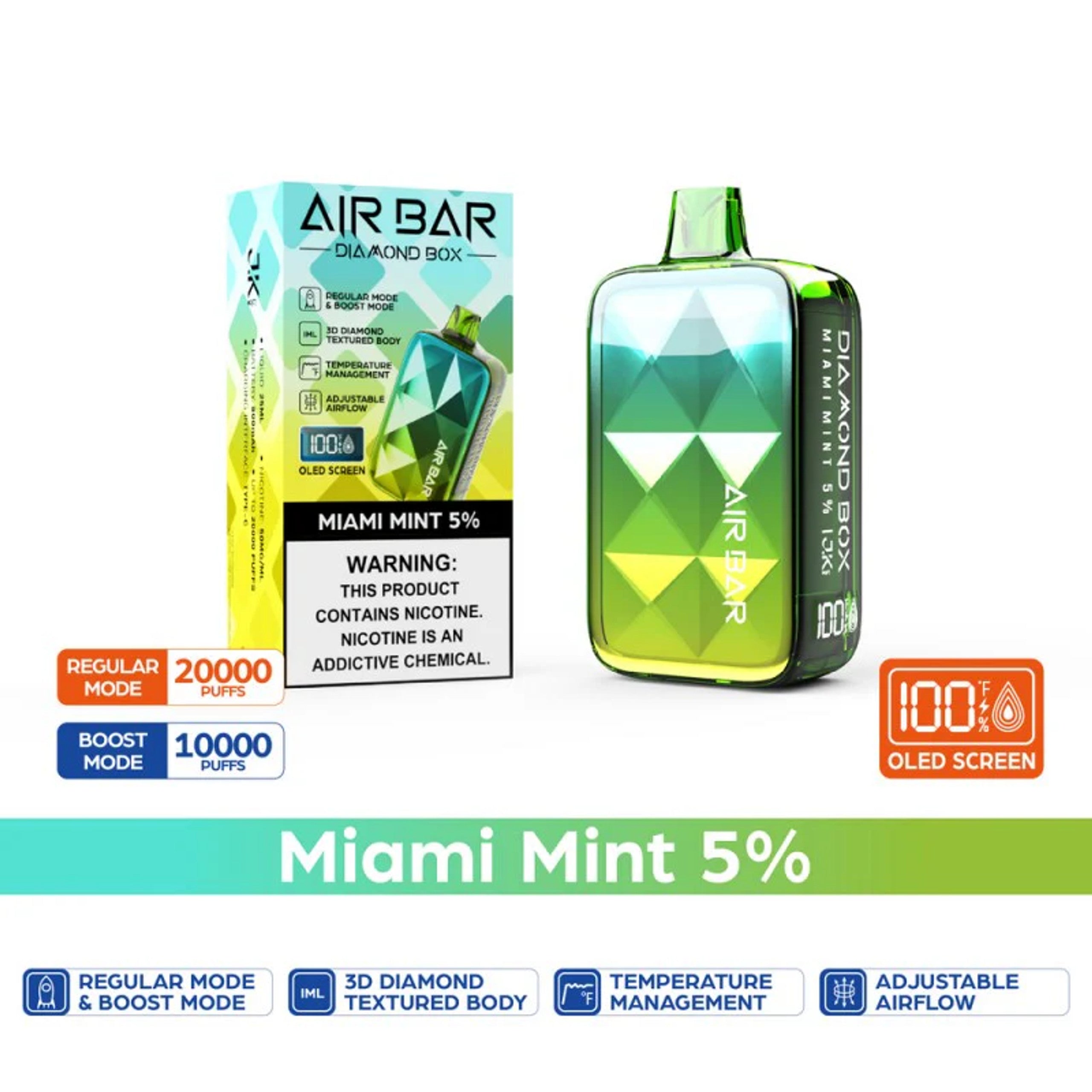 Miami Mint Air Bar Diamond Box 20000 Puffs Disposable Vape