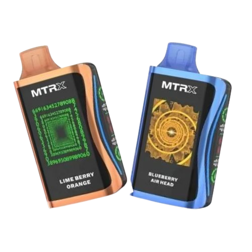 MTRX 25K Disposable Vape 5-Pack by Kangvape: 25K puffs, 20mL e-liquid, 900mAh, USB-C rechargeable, quad mesh coil, dual HD screen, in Blue Razz 50MG.