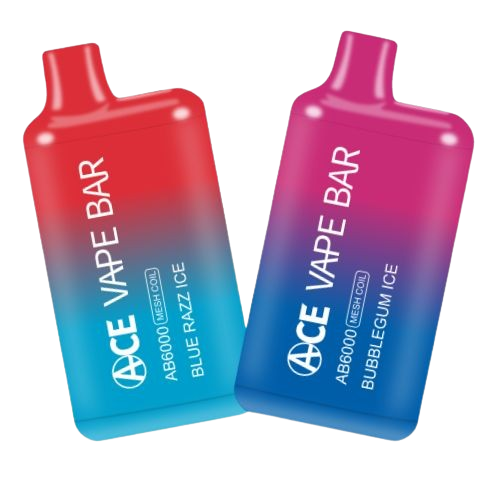 Ace Vape Bar AB6000 10-Pack with 5% Nicotine, 650mAh battery, screen display, 17ml for 7000 puffs, Type-C rechargeable. Try Blue Razz Ice 50MG from Divine Distro.