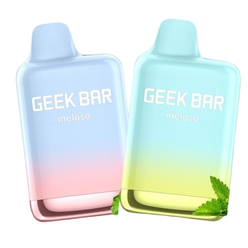 Geek Bar Meloso MAX 9000 5-Pack: Soft, mellow vaping with dual mesh coil, 9000 puffs, 5% nicotine, draw-activated, Type-C charging. Apple Sunrise flavor.