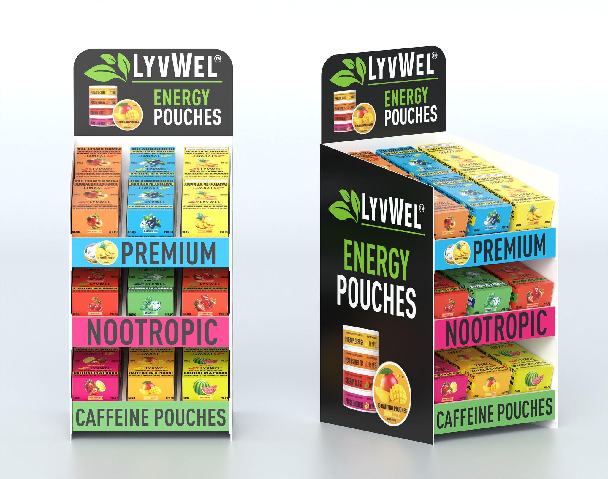 LyvWel Caffeine Oral Pouches Display 56MG